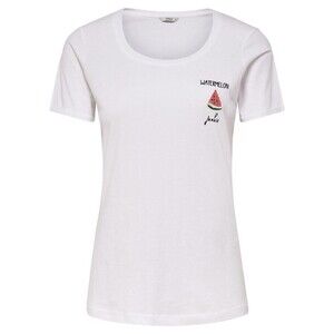 Only Slogan T-Shirt Embroidered Watermelon Junkie Print In White Size S